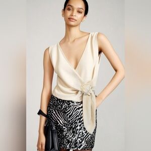 Maurices Tan Wrap Front Top With Attached Faux Belt